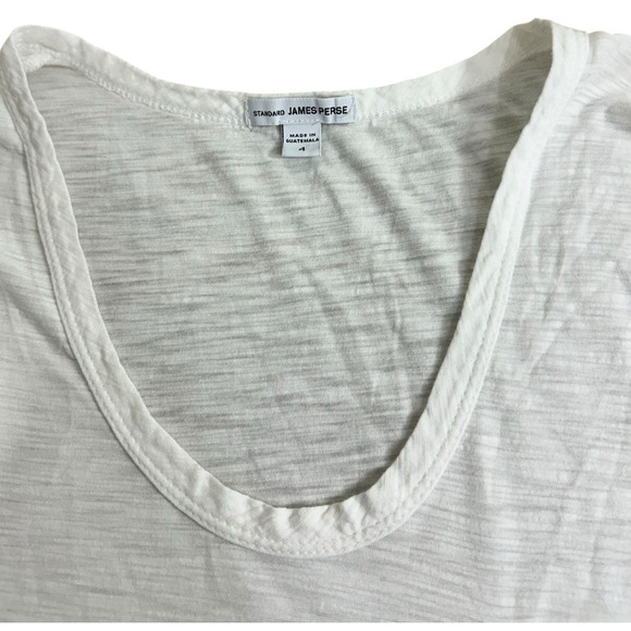 James Perse White Deep Scoop Neck Boyfriend Pocket Tee Sz 4 Short Sleeve T-Shirt - Picture 4 of 7